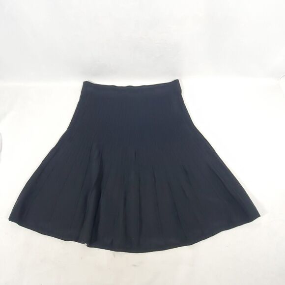 CABI Vogue Ribbed Skirt Sz S Black #503 Knit A-line Above Knee 100% Cotton - Picture 1 of 8